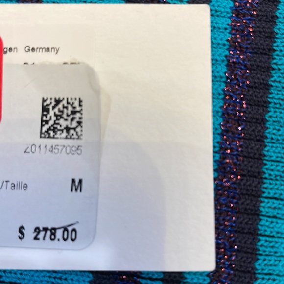 Hugo Boss Women's Knit Top Navy Blue Size Medium Striped Ribbed NWT - Picture 6 of 8